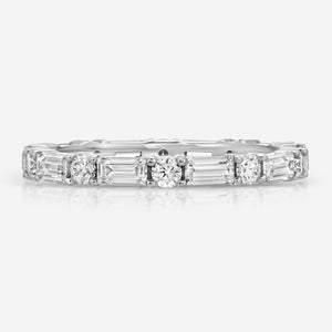Beth 2.5mm Full Eternity Band w/ Round Brilliant & Baguette Moissanite - TOVAA