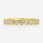 Round Moissanite Baby Bezel 3/4 Eternity Band w/ 14k Solid Gold Setting - TOVAA