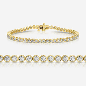 Moissanite Bezel Tennis Bracelet w/ 14k Solid Gold Setting - TOVAA
