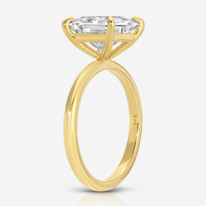 Kate Flush 3 ct Brilliant Moissanite w/ 2mm Gold Band - TOVAA