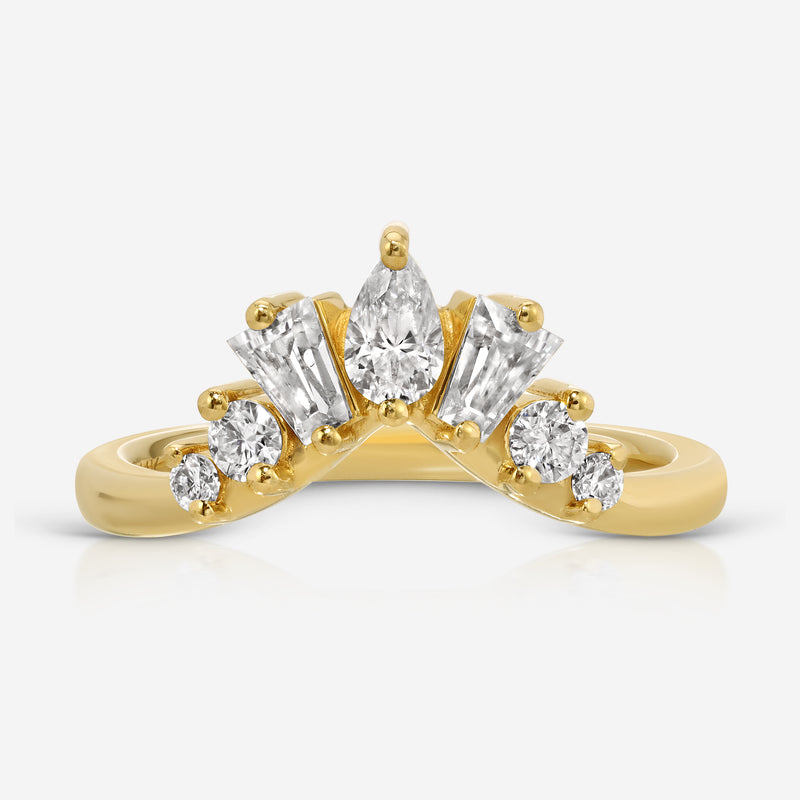 Lauren Moissanite Contour Band w/ Pear, Tapered Baguette, & Round Stones - TOVAA