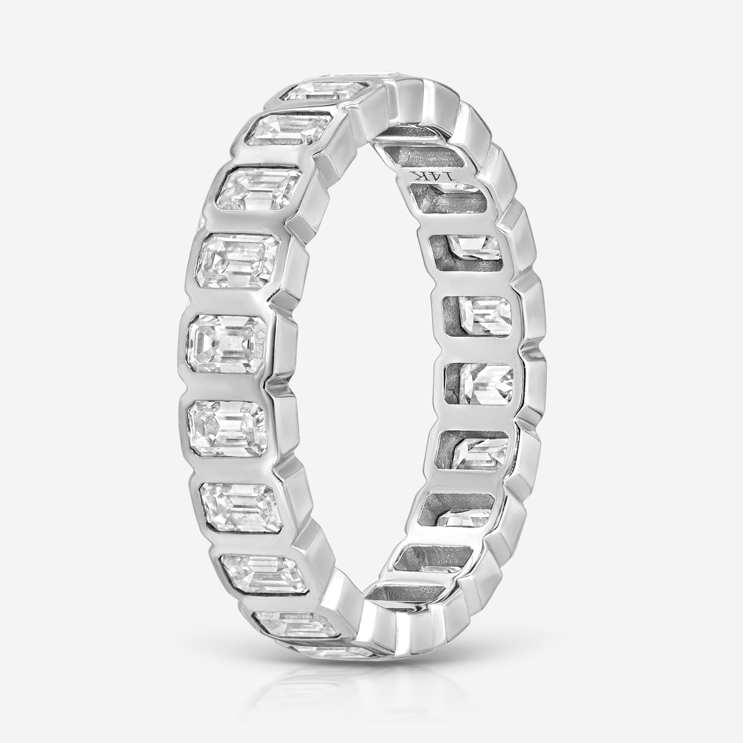 Beau Emerald Moissanite Eternity Band w/ 14k White Gold Band - TOVAA