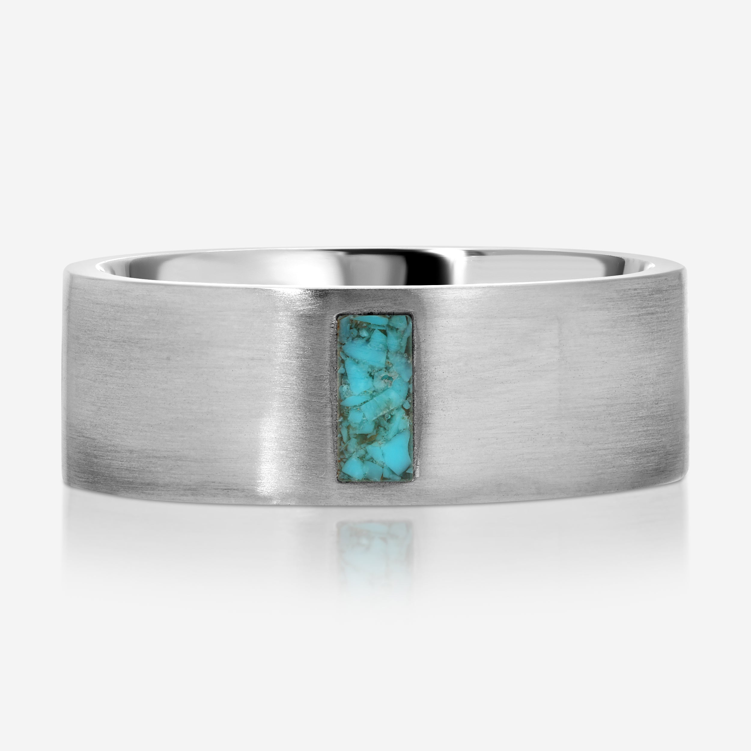 Hank Men's Turquoise Wedding Band w/ Platinum Band - TOVAA