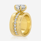 Lisa 3.5 Carat Round Moissanite Engagement Ring w/ Hidden Halo & Cigar Band - TOVAA