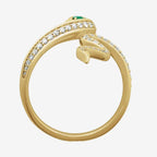 Serpentine Lab Diamond & Emerald Ring w/ Solid Gold Setting - TOVAA