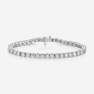 Tennis Bracelet w/ Moissanite Rounds & 14K Solid White Gold Clasp - TOVAA