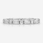 Beth Eternity Round Round Brilliant & Baguette Moissanite w/ White Gold Band - TOVAA