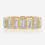 Beau Emerald Eternity Band 7ct Moissanite w/ Full Eternity Bezel Gold Band - TOVAA