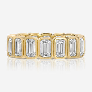 Beau Emerald Eternity Band 7ct Moissanite w/ Full Eternity Bezel Gold Band - TOVAA