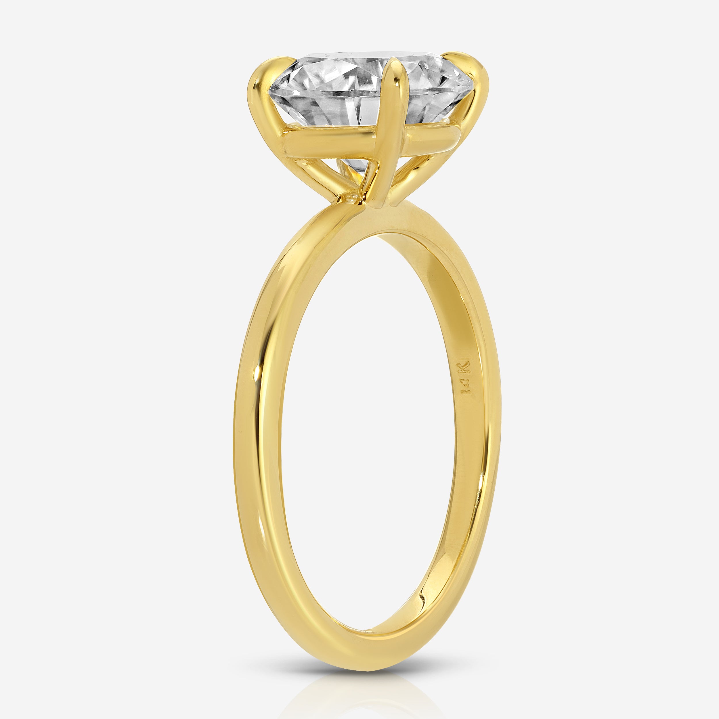 Danielle 4-Prong 3ct Round Moissanite Engagement Ring w/ Gold Band - TOVAA