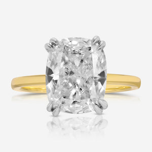 Olivia Flush 4.7ct Cushion Moissanite Engagement Ring in Two-Tone Gold - TOVAA