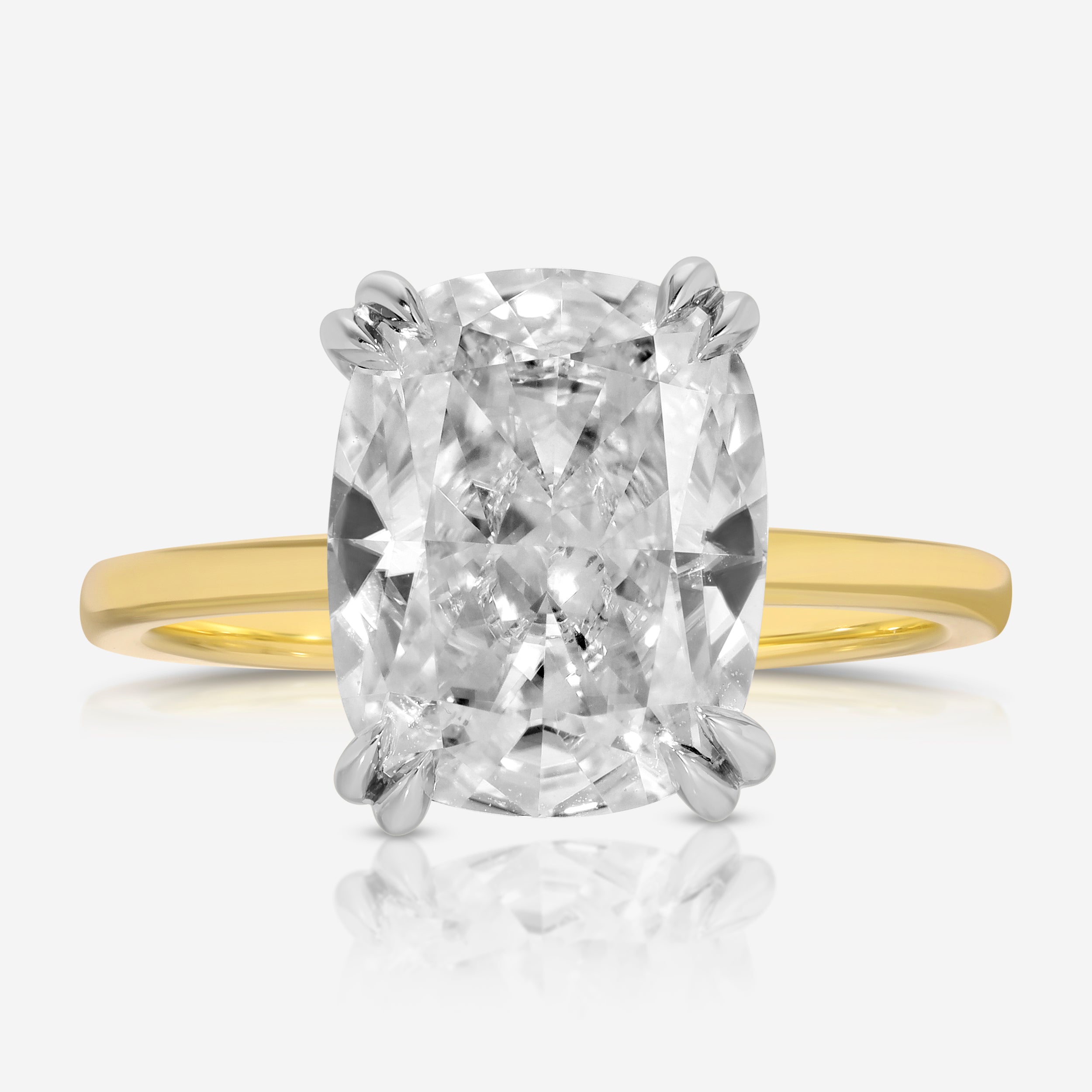 Olivia Flush 4.7ct Cushion Moissanite Engagement Ring in Two-Tone Gold - TOVAA