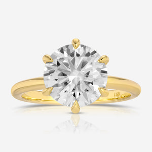 Danielle (3.5ct) Moissanite Round Engagement Ring w/ Hidden Halo in 14k Yellow Gold - TOVAA