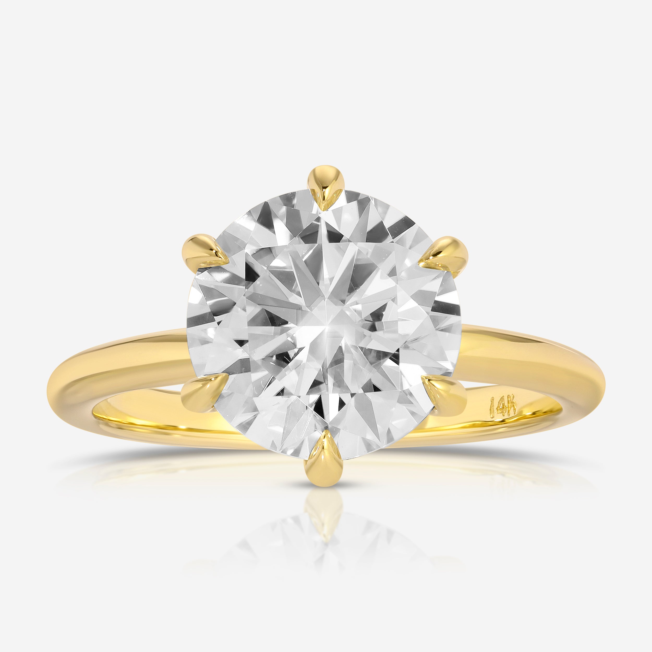 Danielle (3.5ct) Moissanite Round Engagement Ring w/ Hidden Halo in 14k Yellow Gold - TOVAA
