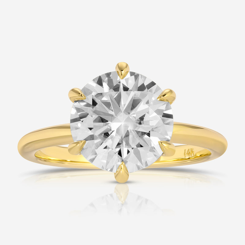 Danielle Solitaire 3.5 Carat Colorless Round Moissanite Ring with Hidden Halo and 14k White Gold Band - Video