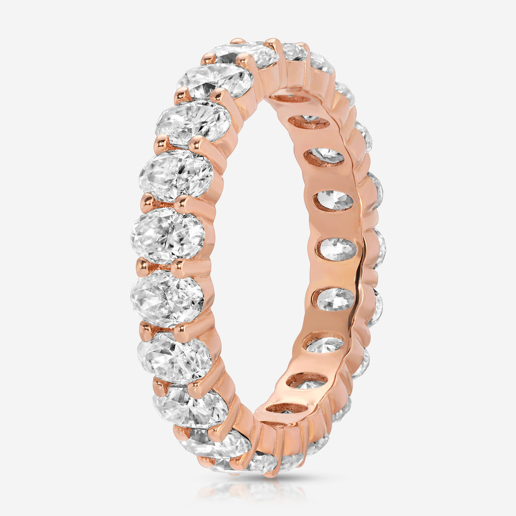 Faith Eternity Band MEDIUM w/ 4mm Rose Gold Oval Moissanite Full Eternity Band - TOVAA