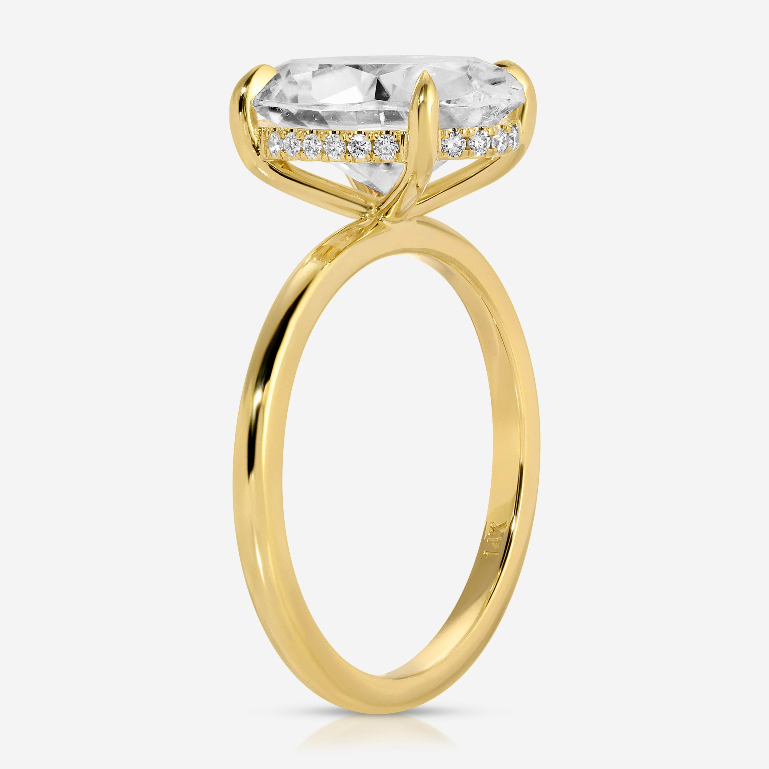Olivia 5.4 Carat Oval Moissanite Engagement Ring w/ Hidden Halo & 14k Yellow Gold band - TOVAA