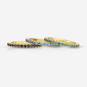 Colored Jesse Pavé 1.70ct Full Eternity Band w/ Colorless Oval Moissanite Stones in 14k Solid Gold - TOVAA
