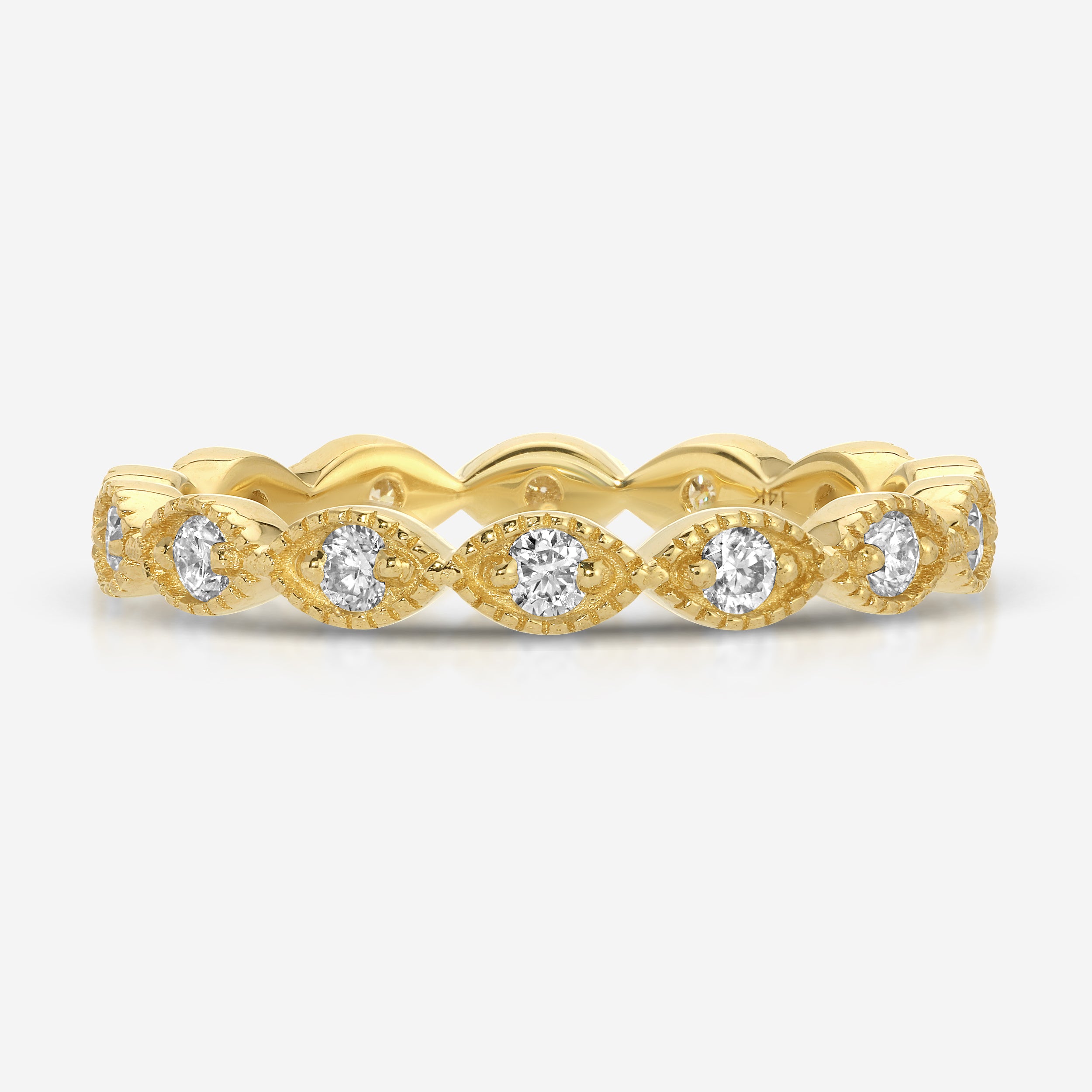 Val Moissanite Eternity Band in 14k Yellow Gold (Size 7) - TOVAA