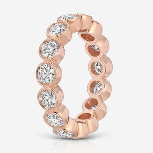 Beau Round Moissanite Eternity Band Engagement Ring w/ 14k Rose Gold Band (Large) - TOVAA