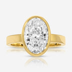 Bella/Cass 4.7ct Oval Moissanite Engagement Ring w/ 14k Yellow Gold Bezel Setting - TOVAA