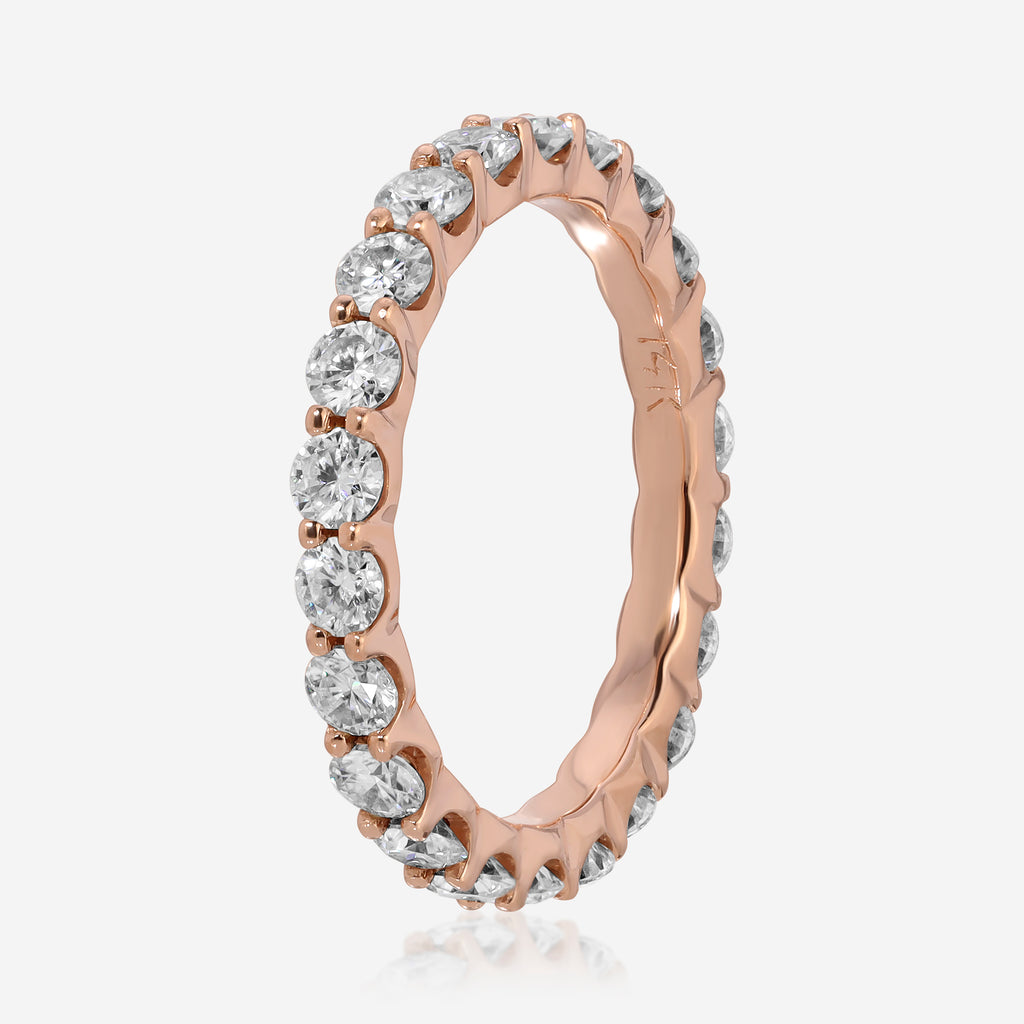 Bree 2.5mm Moissanite Eternity Band w/ 14k Rose Gold Band (Small) - TOVAA