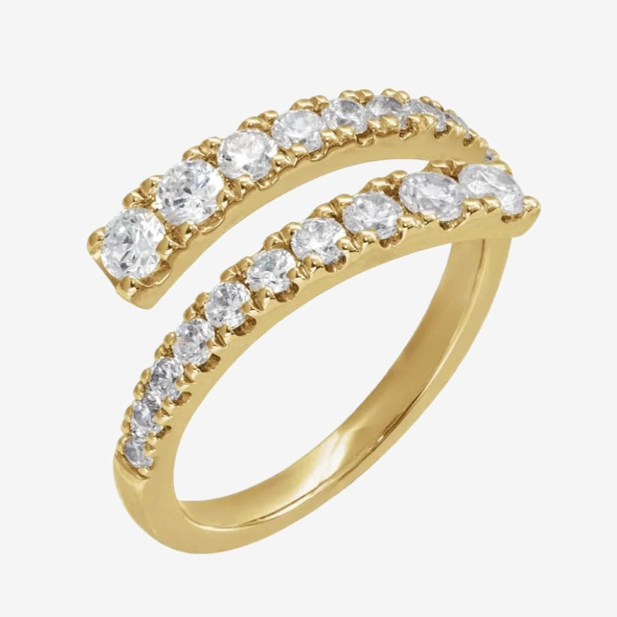 Bethany Lab Grown Diamond Bypass Ring w/ Gold Band - TOVAA