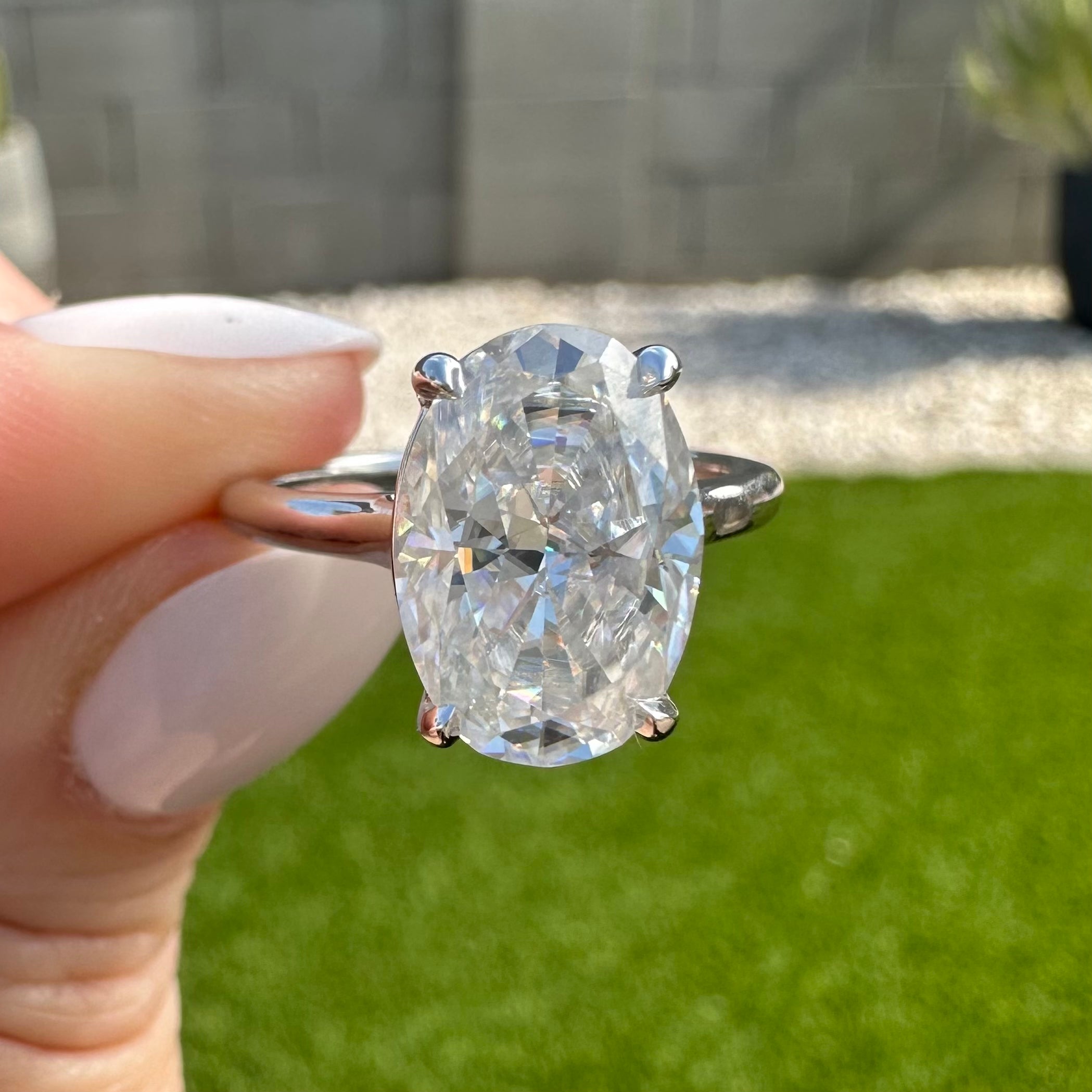 Morgan 5.2ct Oval Moissanite Engagement Ring w/ Cathedral Taper - TOVAA