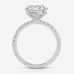 Danielle Pavé 4 Carat Brilliant Cut Round Moissanite Engagement Ring w/ Lab Grown Diamonds on the Band - TOVAA