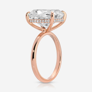 Olivia Flush 8.5 carat Cushion Moissanite Ring Hidden Halo 2mm Rose Gold Engagement Ring - TOVAA