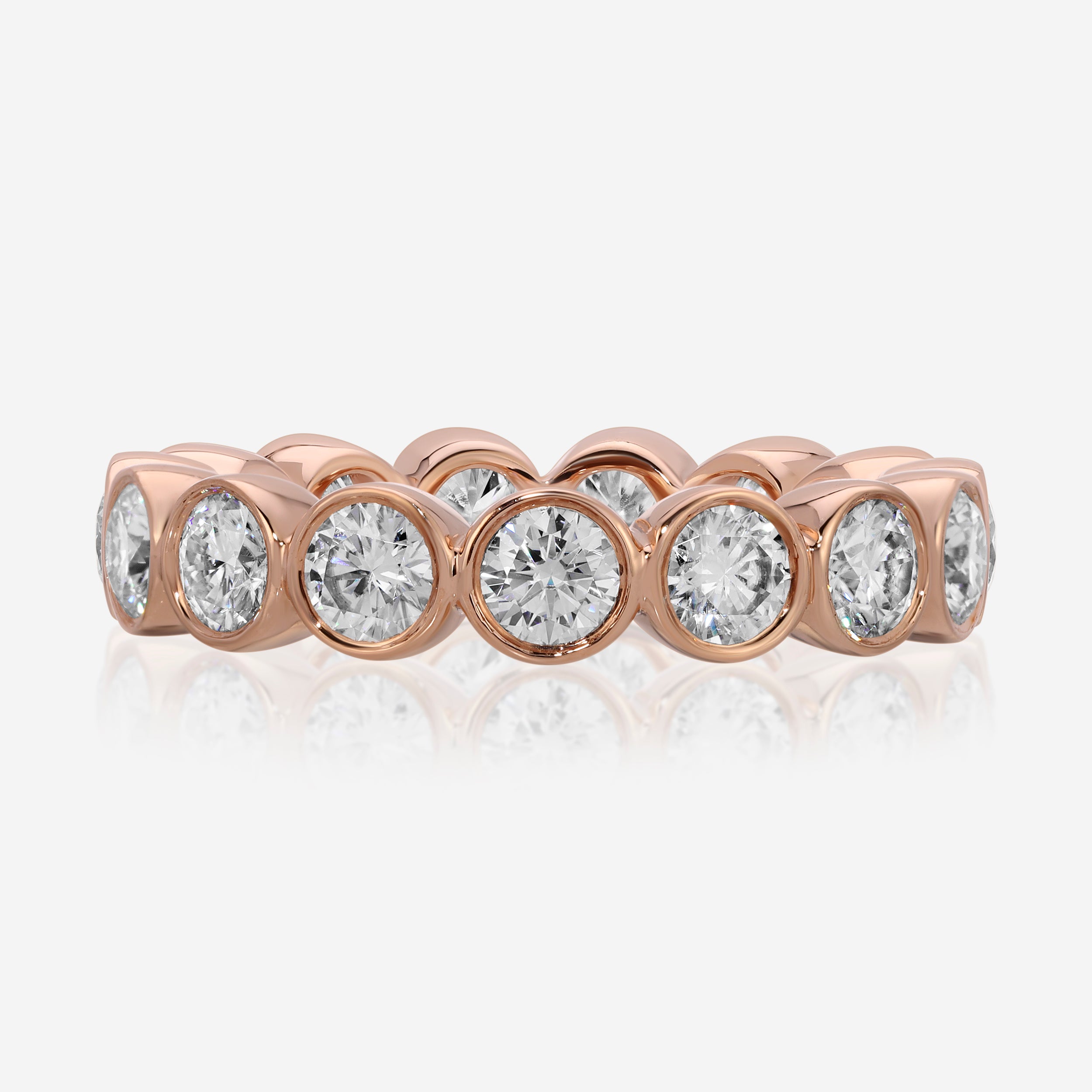Beau Round Bezel Eternity Band w/ Moissanite in 14k Gold - TOVAA