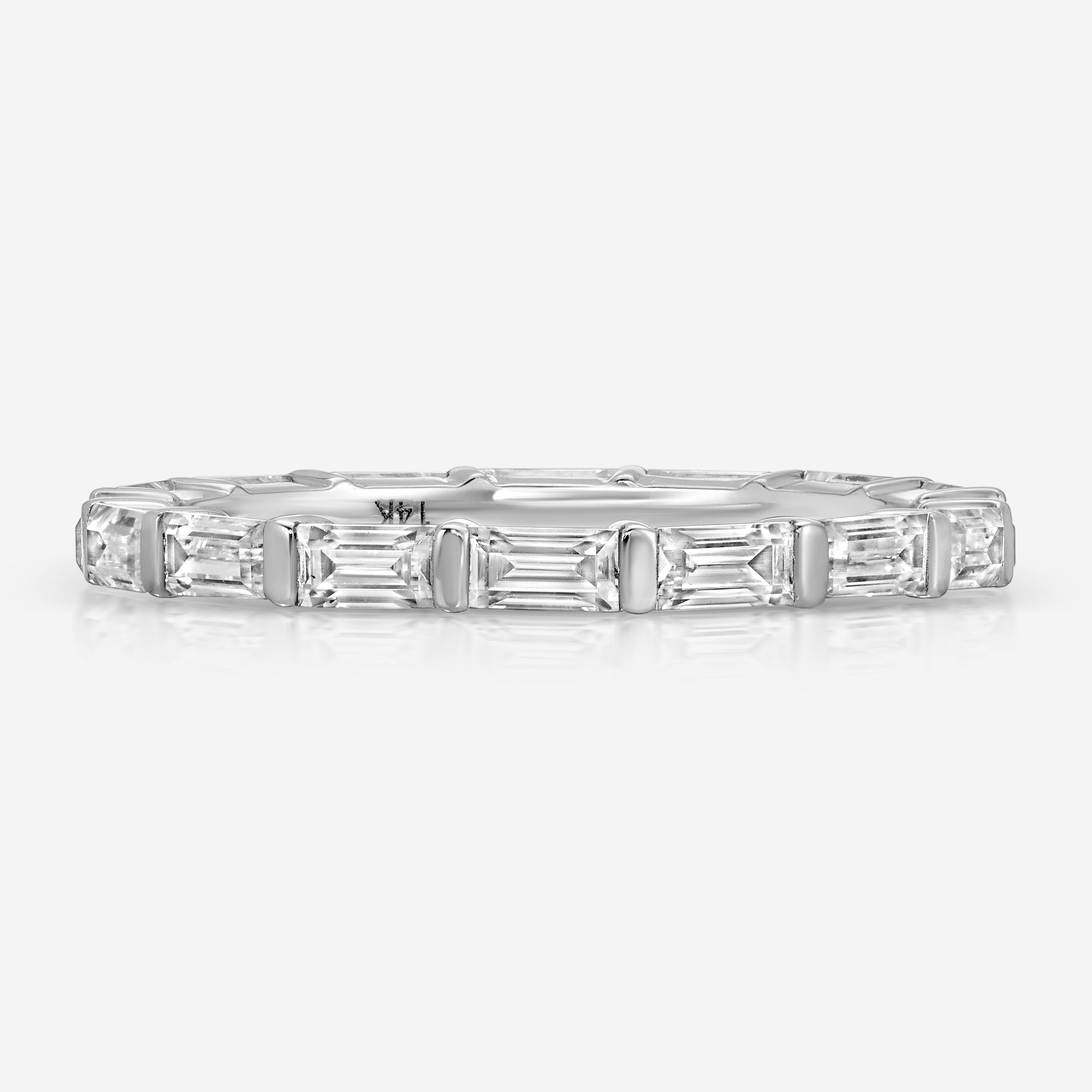 Brooke Eternity Round Baguette Moissanite w/ White Gold Band - TOVAA
