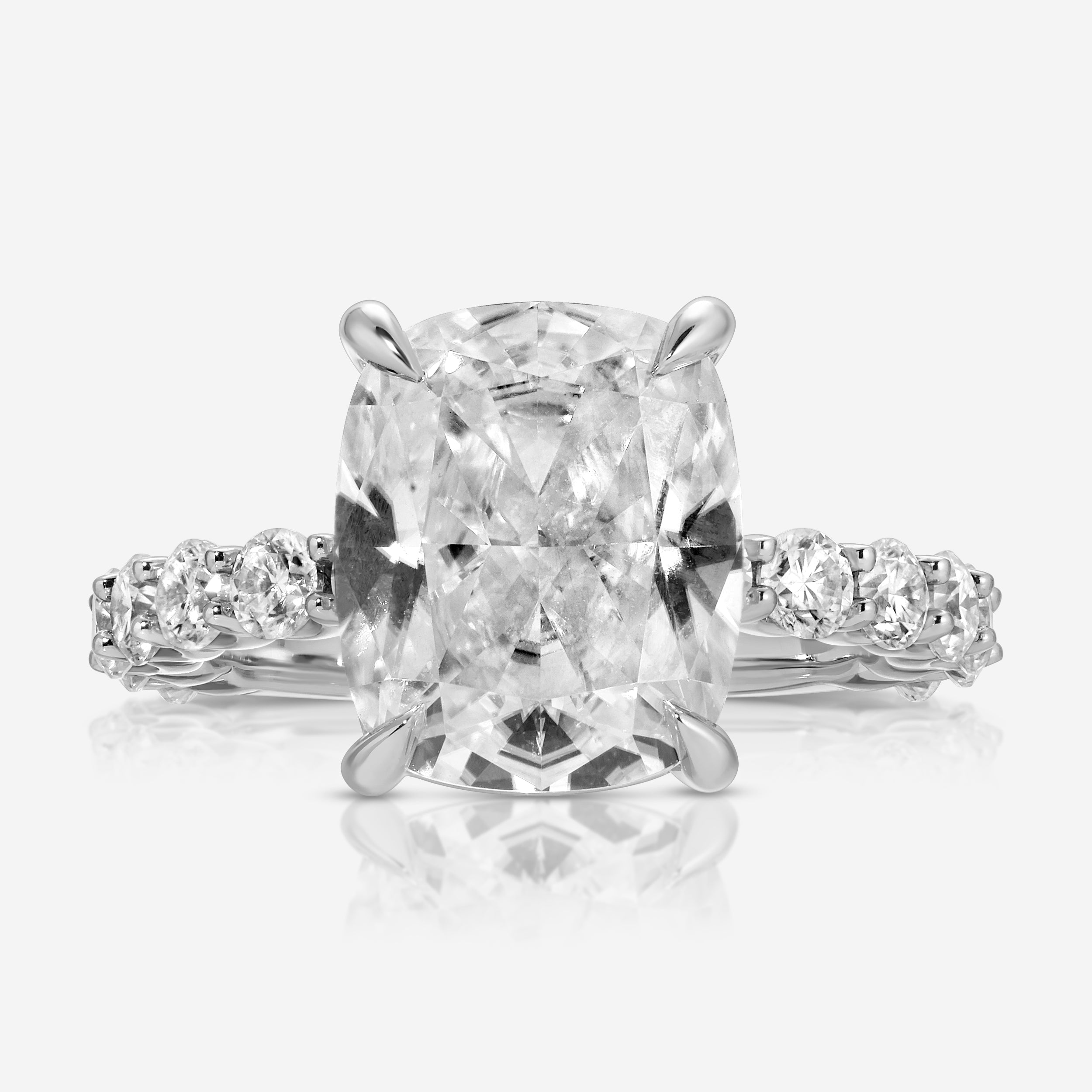 Destiny 4.2ct Cushion Moissanite Engagement Ring w/ 12k White Gold Band - TOVAA