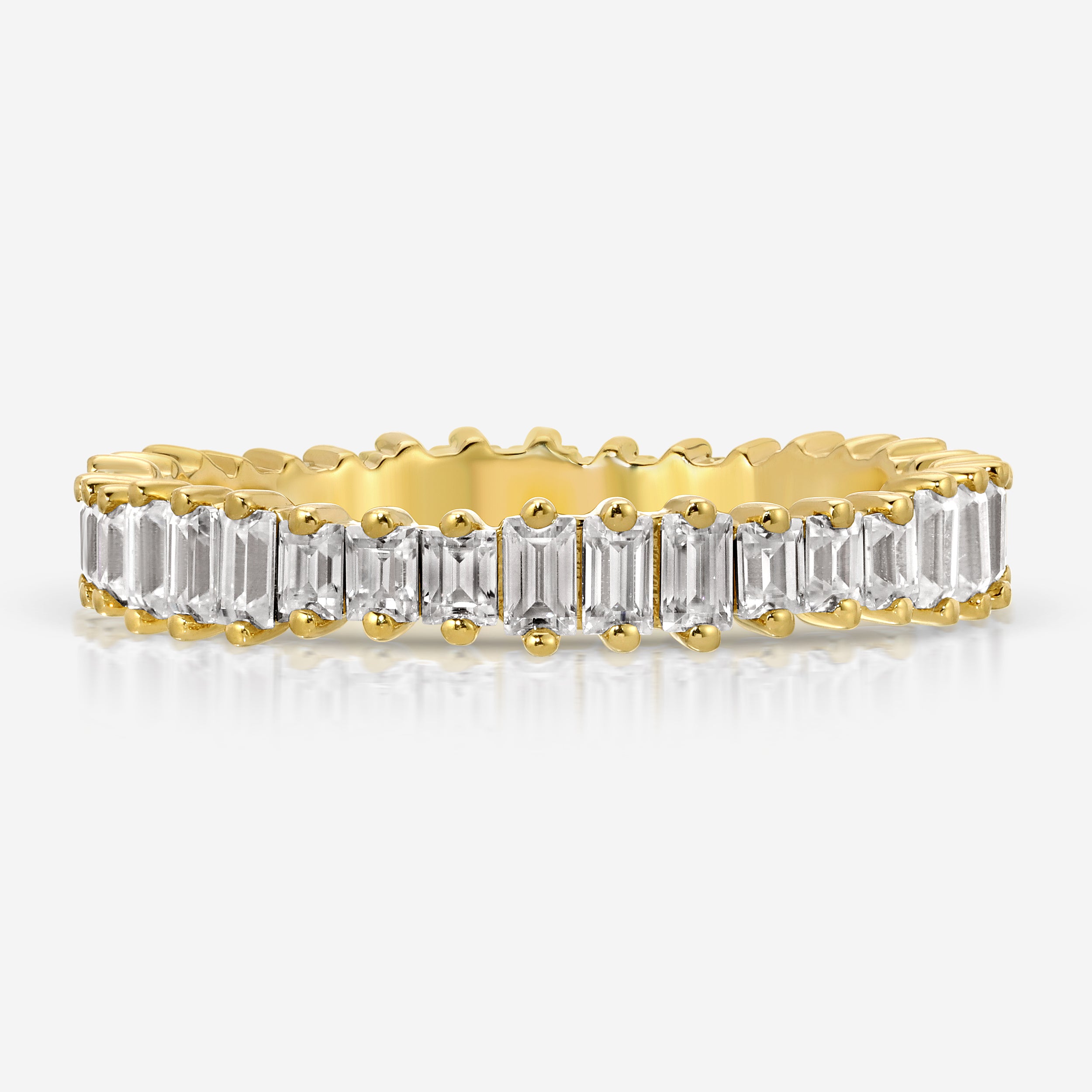 Alicia Moissanite Eternity Band w/ 14k Yellow Gold Band - TOVAA 