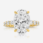 Destiny 7ct Oval Moissanite Ring w/ Hidden Halo and Round Brilliants Band Engagement Ring - TOVAA