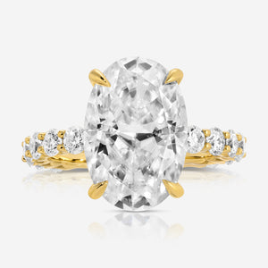 Destiny 7ct Oval Moissanite Ring w/ Hidden Halo and Round Brilliants Band Engagement Ring - TOVAA