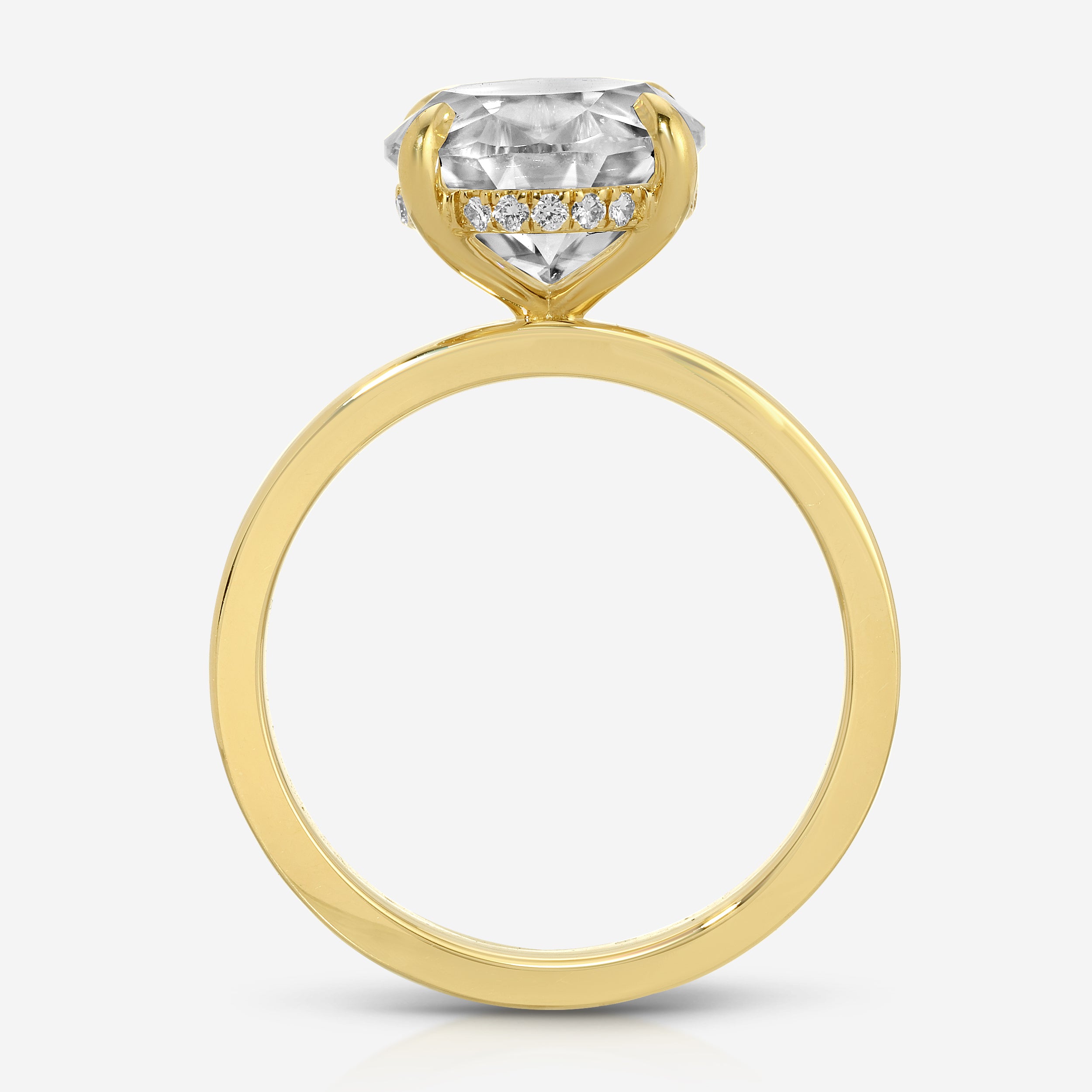 Cass 7 Carat Oval Moissanite Engagement Ring w/ 14k Yellow Gold Band - TOVAA 