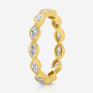 Marquise Moissanite Baby Bezel Full Eternity Band w/ 14k Solid Gold Setting - TOVAA