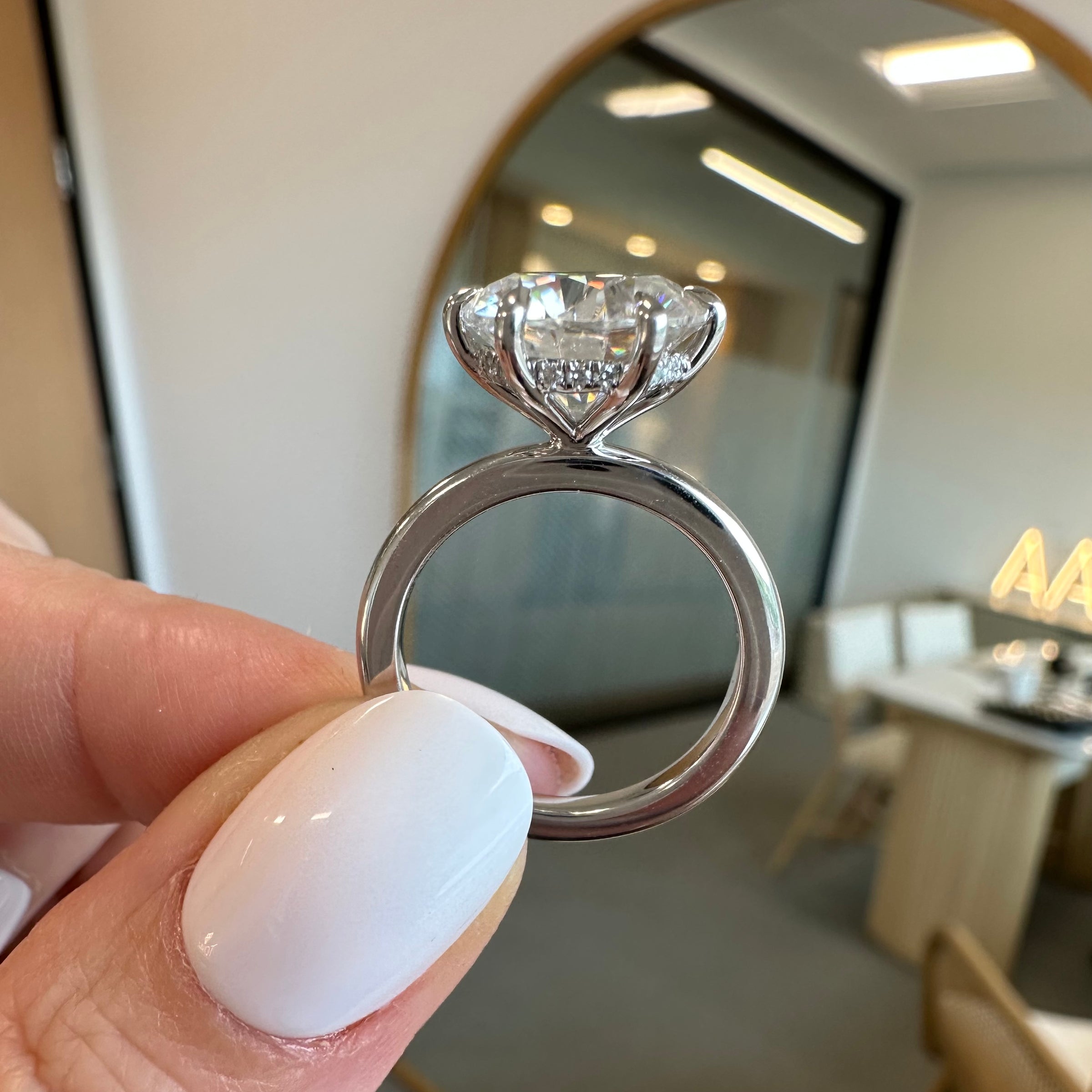 Danielle Round Moissanite Ring (+) Hidden Halo