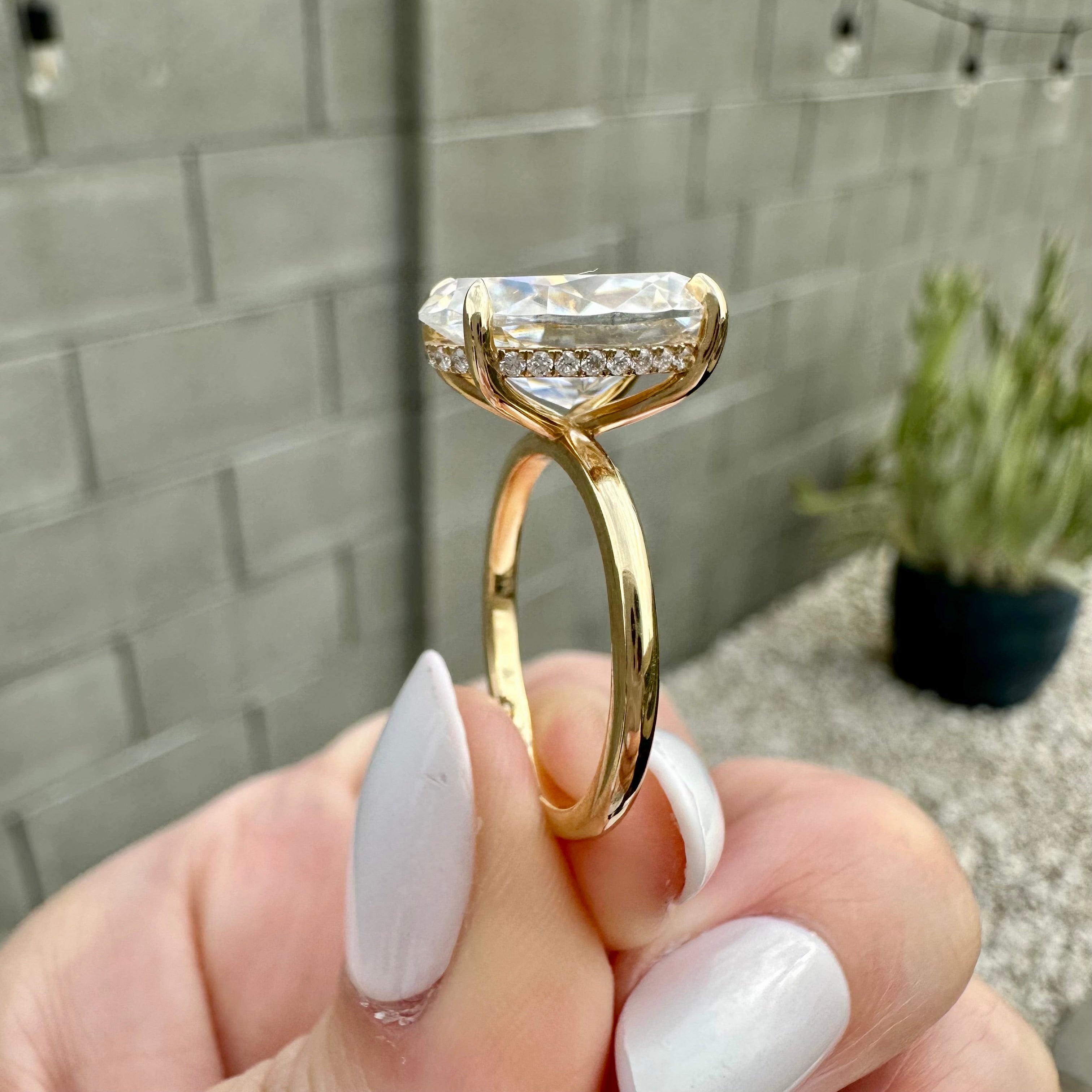 Olivia Flush 7 Carat Moissanite Engagement Ring w/ Hidden Halo - TOVAA