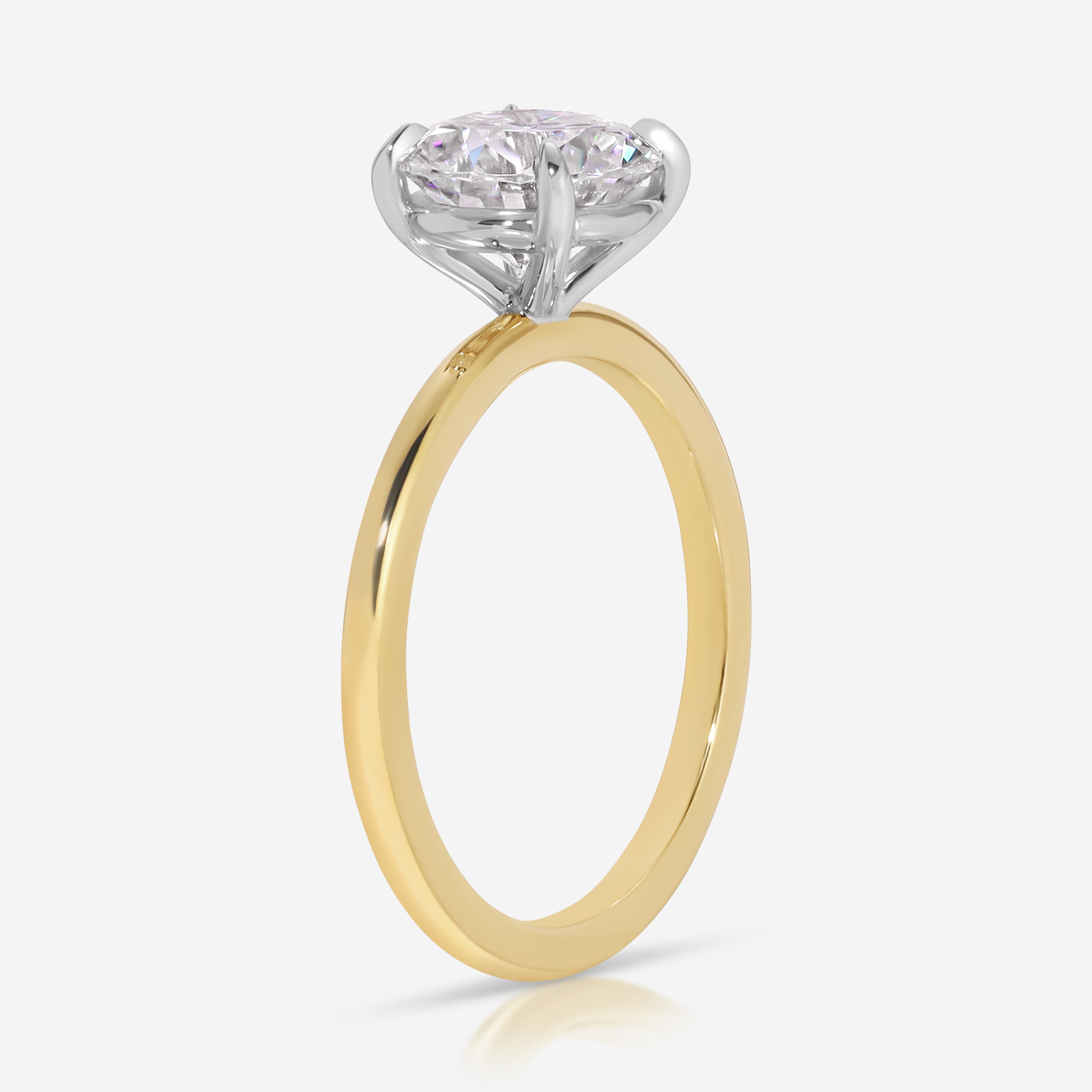 Danielle 2carat Moissanite Ring w/ 8mm Round Brilliant Cut Center Stone in Two-Tone Gold Setting - TOVAA