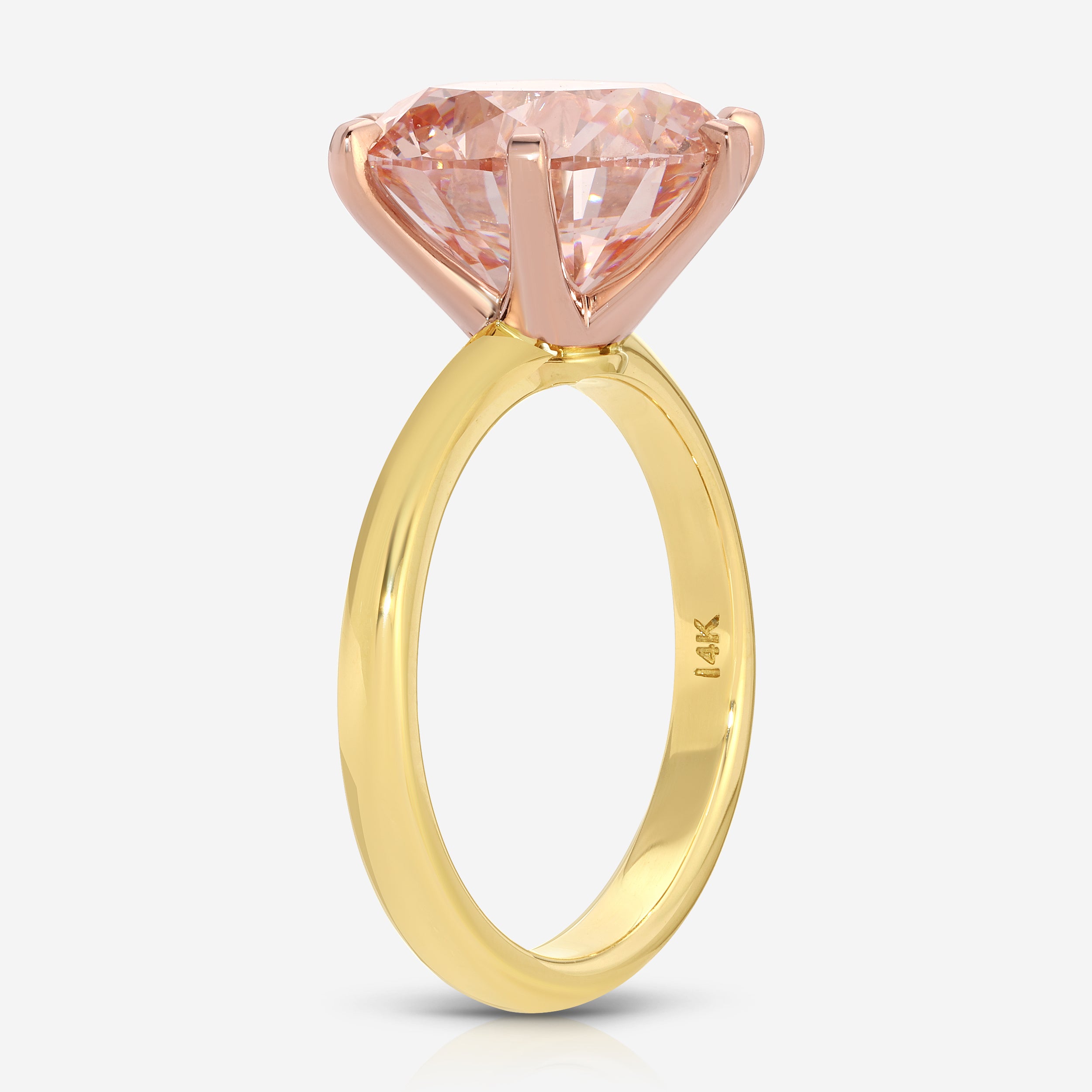 Liv 5.54 Carat Round Lab Diamond Engagement Ring w/ Knife-Edge Band - TOVAA