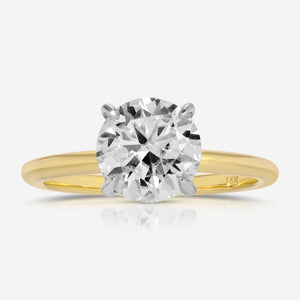 Danielle 2ct Round Moissanite Engagement Ring w/ 4-Prong 14k White &amp; Yellow Gold Band - TOVAA