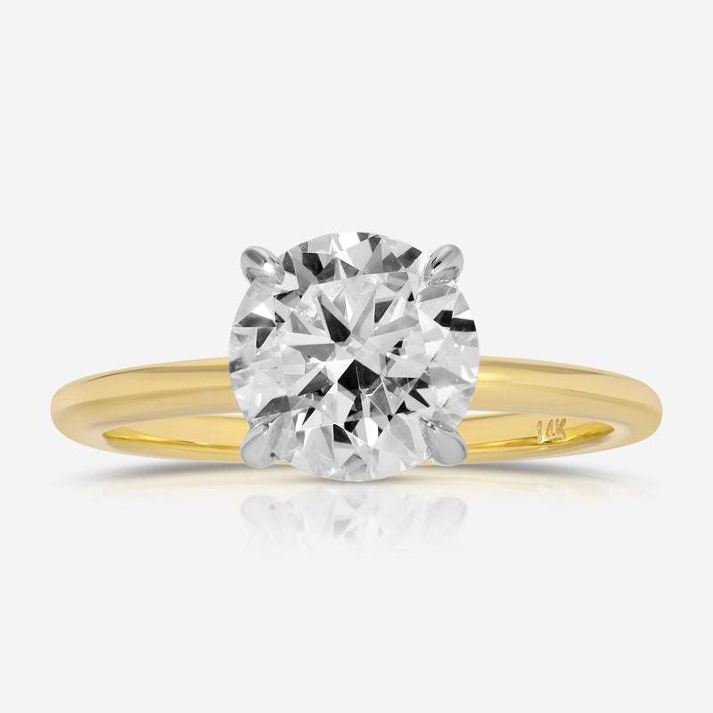 Danielle 2ct Round Moissanite Engagement Ring w/ 4-Prong 14k White & Yellow Gold Band - TOVAA
