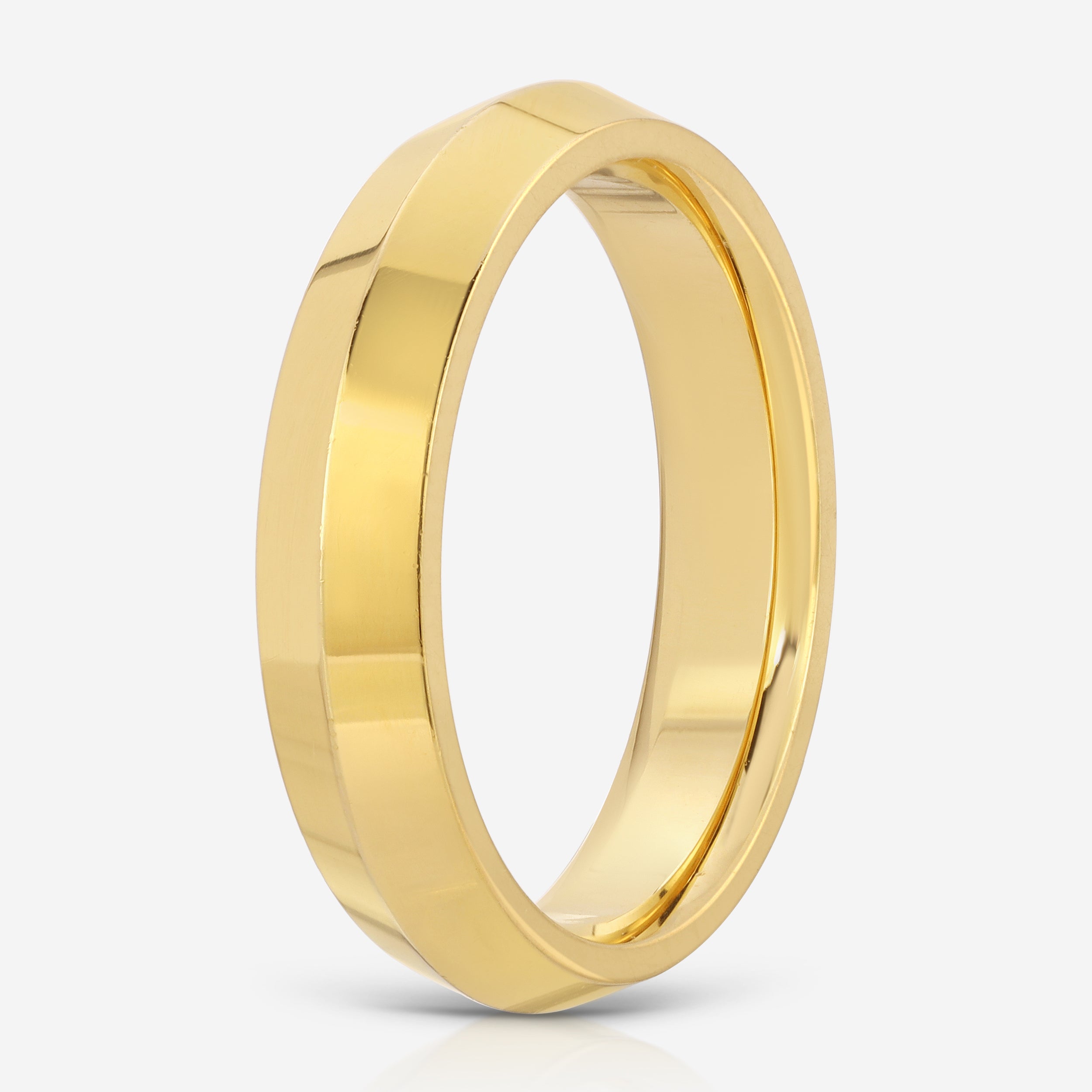 Knife Edge Solid 4mm Gold Band - TOVAA