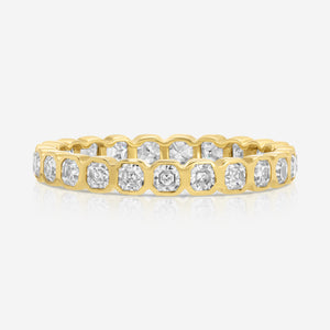 Asscher Moissanite Baby Bezel Band w/ 14k Solid Gold Setting - TOVAA