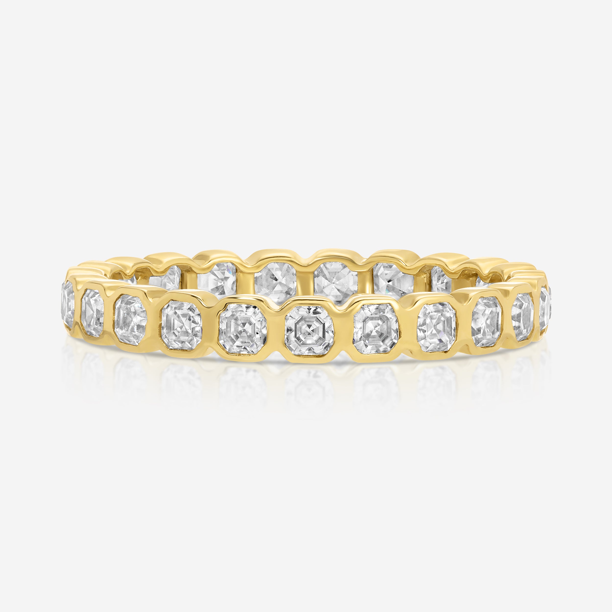 Asscher Moissanite Baby Bezel Band w/ 14k Solid Gold Setting - TOVAA