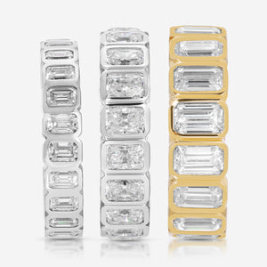 Beau Radiant Bezel Eternity Band w/ Low-Profile Design and Radiant-Cut Moissanite - TOVAA