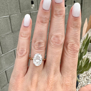 Olivia Flush 6.2 Carat Oval Moissanite Ring w/ 14k Yellow Gold Band - TOVAA