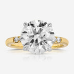 Molly 4ct Round Cut Moissanite Engagement Ring w/ 14k Two-Tone Gold Band - TOVAA